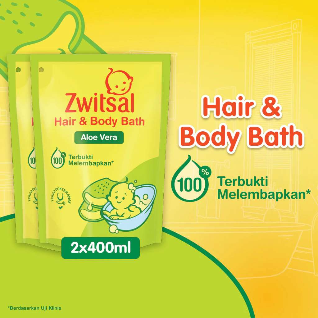ZWITSAL TWIN PACK BANDED HAIR & BODY ALOEVERA POUCH 400 ML