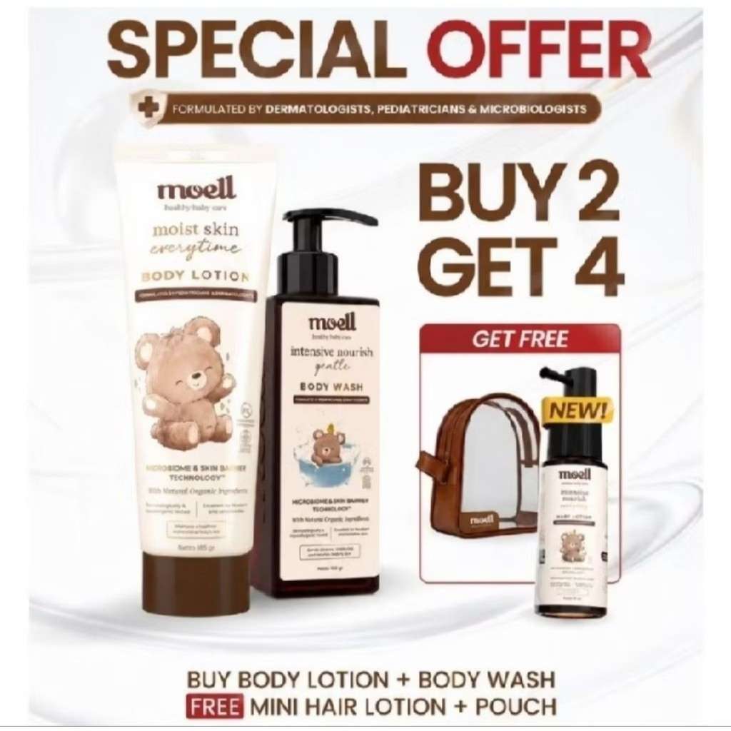 MOELL BUNDLING BODY WASH+BODY LOTION FREE HAIR LOTION 50ML+POUCH