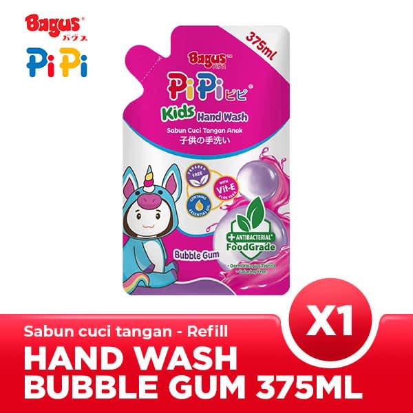 BAGUS PIPI KIDS HANDWASH POUCH 375 ML BUBBLEGUM