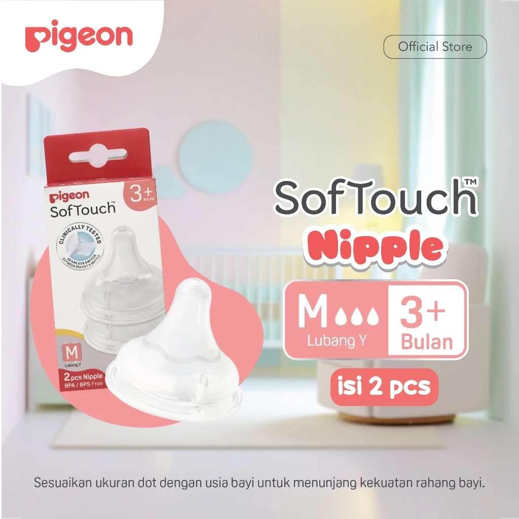 PIGEON SOFTOUCH PLUS NIPPLE 2PCS BOX M