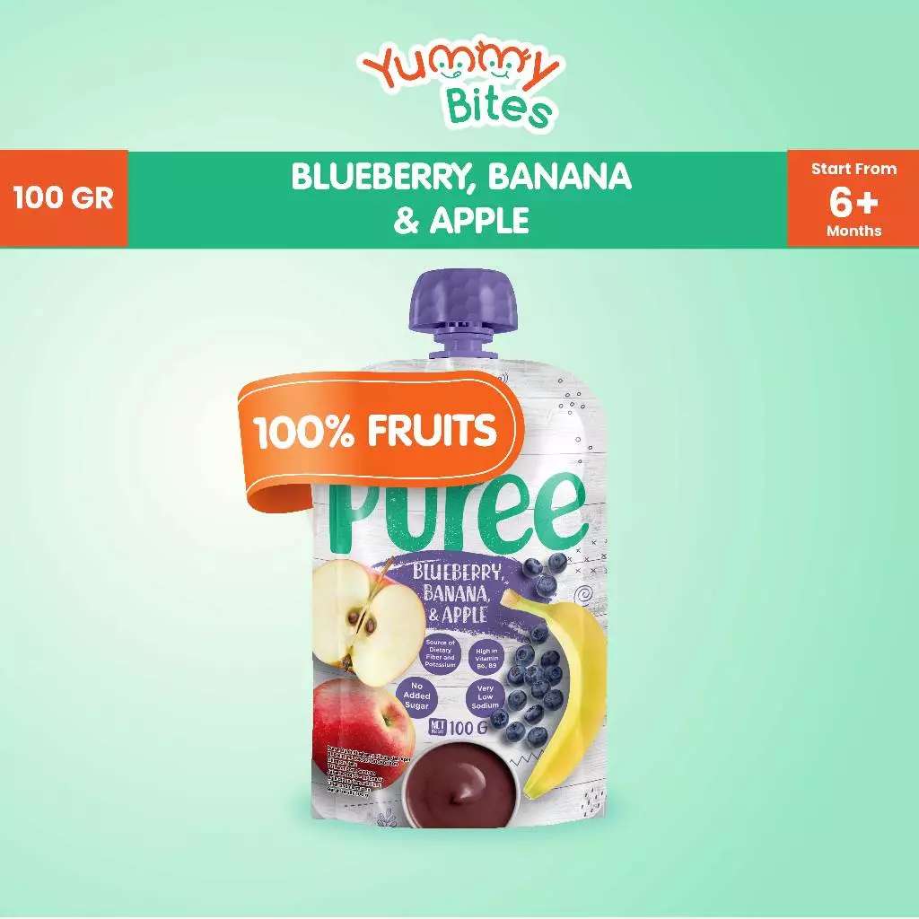 YUMMY BITES PUREE BLUEBERRY BANANA & APPLE 100GR